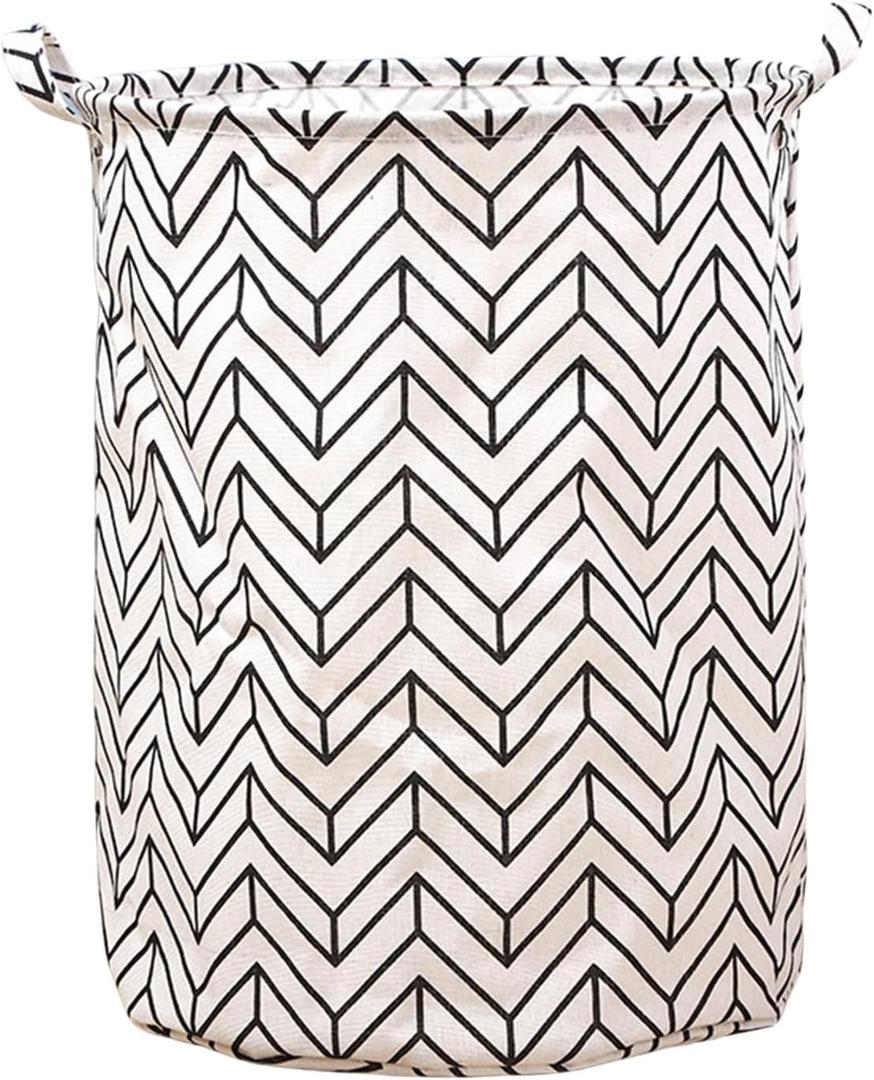 Large Laundry Basket Round with Handle,Gift for Bedroom Bathroom,Geometric/Stripes/Animals/Plants Canvas Storage Bin Dirty Clothes Bag for Toys Organizer,College Dorm,Nursery(2 Sizes) 39 43L (43L, 39)