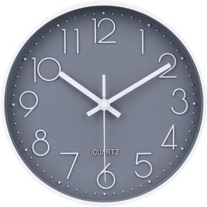 jomparis 10 Inch Gray Wall Clock Battery Operated Silent & Non-Ticking Wall Clock for Home, Bathroom, Bedroom, Kitchen