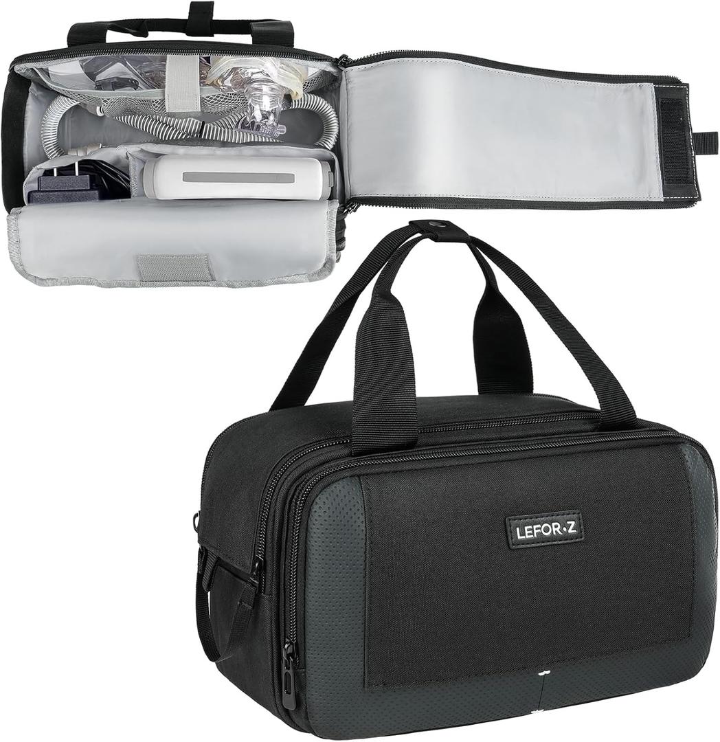 LEFORZ Travel Carrying Bag Compatible with ResMed AirMini/Z2 Auto CPAP Machine and Accessories,Portable Storage Organizer Case Fits for CPAP Equipment and Supplies(Bag Only) (Black)
