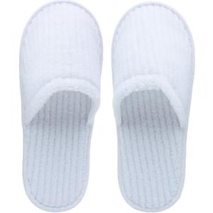 20 Pairs White Disposable Slippers, SPA Hotel Slipper for Women and Men, Closed Toe Soft Coral Fleece Slippers for Guests, Non-Slip Slipper for Travel Home Salon