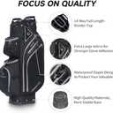 Max Lightweight Golf Cart Bag with Dual Handles and 14 Way Individual Full Length Dividers, Golf Club Bag with 11 Pockets, Large Putter Well, Double Strap Cooler for Men & Women (BLACK/GREY)