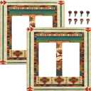 Decorative Outlet Covers Native American African Afro 2 Gang Light Switch Cover Double Rocker Wall Plate Outlet Covers Faceplate for Home Bedroom Decor2 Pack
