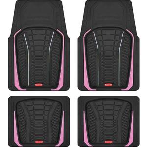 Rubbermaid Car Floor Mats Full Set – Premium All-Weather Car Mat with Brushed Aluminum Inserts, Universal Trim-to-Fit Design, Anti-Slip Backing for Cars, SUVs, Trucks, and Vans