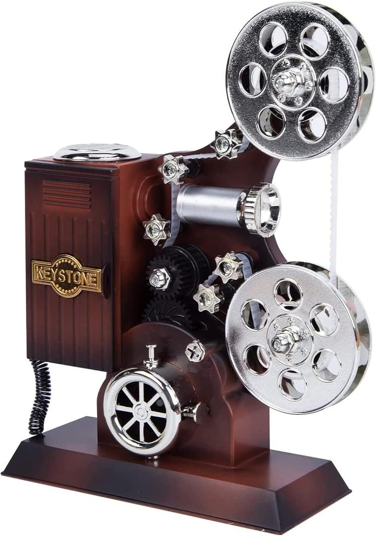 POPgifts Movie Projector Music Box, Mini Antique Vintage Craft Music Box Plays Tune for Elise Movie Theater Hollywood Theme Party Decoration for Cinema Time Bridal Shower Birthday Party Favor Supplies
