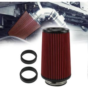 RYANSTAR Universal Clamp-On Air Filter Three Different Size 76MM 89MM 102MM High Flow Round Tapered Cone Closed-Top Cool Air Filter Cleaner Compatible with car and Motorcycle Red