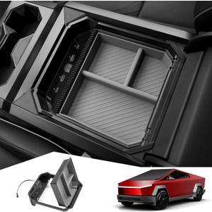 Center Console Organizer Tray Compatible with Tesla Cybertruck 2024, Armrest Storage Tray with USB Expansion Docks for Cybertruck Accessories