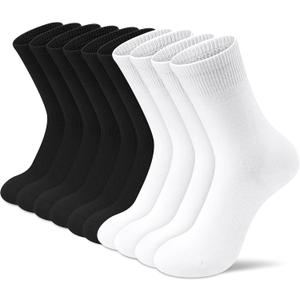 Amutost Womens Cotton Crew Socks 5 Pairs Lightweight, Breathable, Non-Slip Heel Socks for Work, Office & Everyday Comfort (9-11)