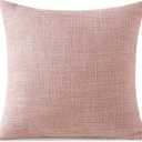 OTOSTAR Linen Throw Pillow Cover Set of 1 Decorative Square Pillowcases Cushion Covers 16x16 Inch for Home Decor Sofa Bedroom Car 40 x 40CM Pink