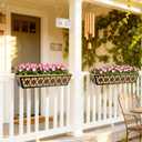 24 Inch Window Boxes Planters Railing Planter Box - 2 Pack Deck Railing Planter Boxes with Adjustable Brackets Coco Liners Balcony Planters Railing Hanging for Window Flower Boxes Outdoor Garden Decor