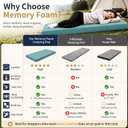 CYMULA Memory Foam Camping Mattress Pad,Sleeping Pad for Camping,Non-Slip Bottom Floor Car Mattress Bed with Retaining Portable Roll up Mattress Pad Mat for Travel Truck Guest Bed Tent