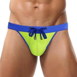 Panegy Men's Colorblock Swim Briefs Low Rise Sexy Swimsuit Underwear Padded Bikini Swimwear with Drawstring (Green)