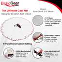 BasicGear Cast Net for Bait Trap Fish | Pure Lead | 12ft Radius with 1/4 inch Mesh 1LB Sinkers for Freshwater and Saltwater | Professional Grade and Upgraded Material | Throw Style