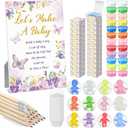 Blosssound Funny Baby Shower Games Decorations Let's Make a Baby Clay Game Sign Set 24 Play Clay 24 Pencils Shower Gender Reveal Game Activities Adults Boys Girls(Pink and Purple Butterfly)