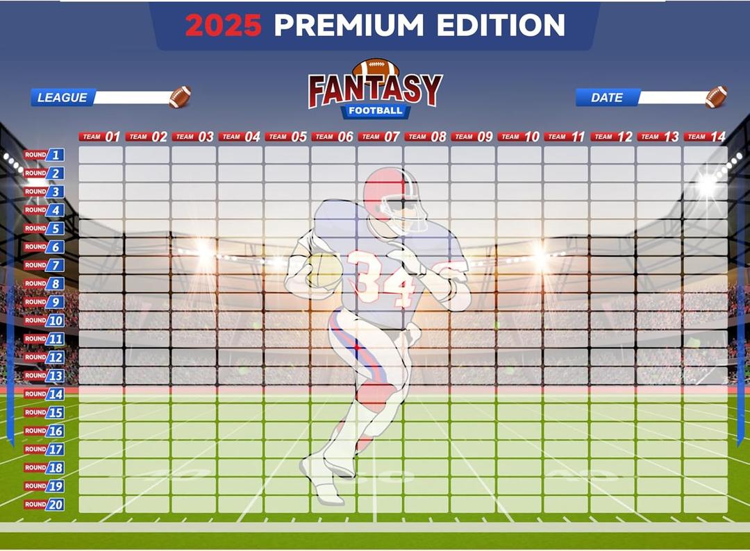 Dreamy Cubby Fantasy Football Draft Board Kit, 5 Feet x 3.3 Feet Board – Premium Color Edition