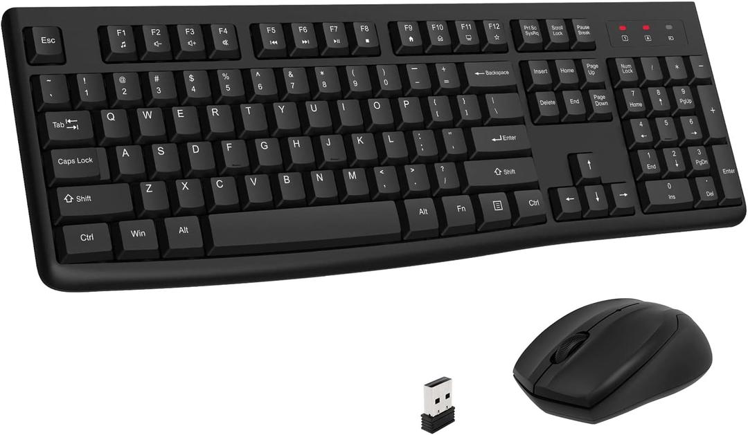 Wireless Keyboard and Mouse Combo, EDJO Full-Sized 2.4GHz USB Computer Wireless Keyboard and Optical Mouse for Windows, Mac, Laptop/Desktop/PC