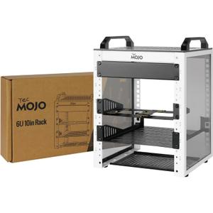 Tecmojo 6U Network Rack, 10 inch Mini Server Rack with 2 Side Translucent Panels & 2 Top Handles, 7.87 inch Deep, for 10 inch IT Equipment & A/V Devices, White