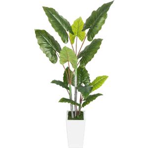 Artificial Plant Indoor 5.5FT - Fake Tree with White Tall Planter - Faux Silk Plants Tall Fake Floor Plant in Pot - Artificial Trees for Home Office Living Room Decor Indoor