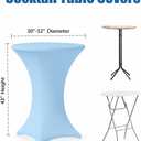 Cocktail Table Covers - 2 Pack 32x43 Inch Table Cloth - Light Blue Fitted Stretch Spandex Round High Top Tablecloth for Party, Bar, Birthday, Pub, Banquet