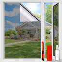 One Way Privacy Window Film Sun Blocking, Heat Blocking Window Tint for Home See Out But Not in, Static Cling & Anti UV, Black-Silver,41.3Inch x 98.42 Inch