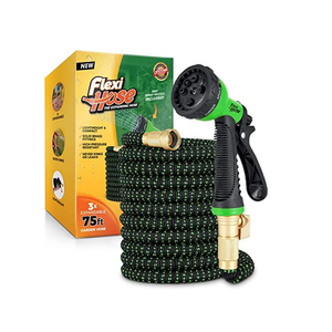 50 ft Expandable Garden Hose - Kink Free Flexible Water Hose with Thumb-Controlled 10-Function Nozzle, 3/4 Solid Connectors, Durable 3750D Fabric, 4-Layer Latex Core