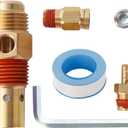 4PC Air Compressor Replacement Parts Brass G1/2" flare x 1/2 Inch MNPT Compressor in Tank Check Valve Kit with Three Different Unloader Tube Fittings 20 SCFM