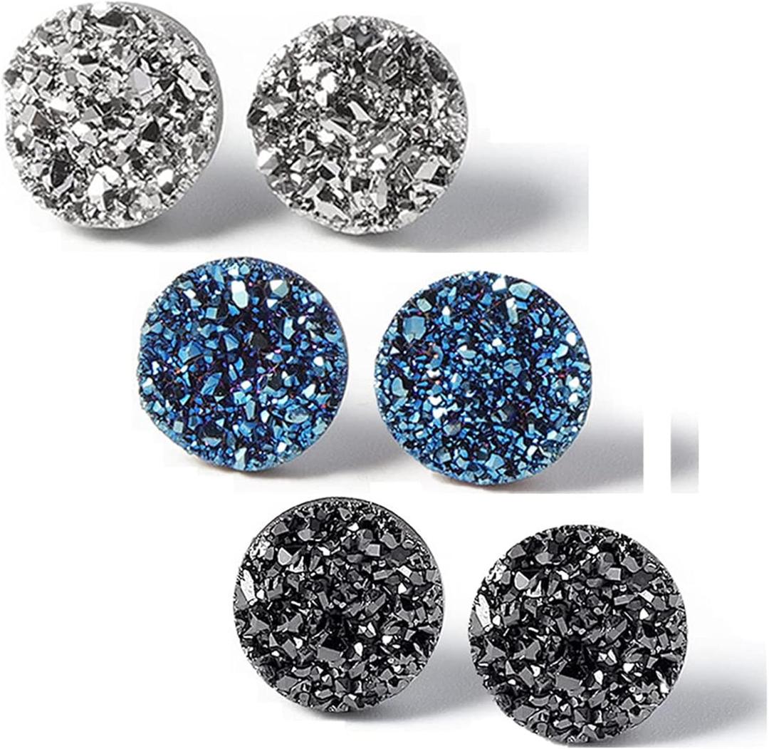 Atheniz Magnetology Lymphvity Germanium Earrings, Amo'Thea Lymphactive Mag Studs, 3 Pairs Crystal Magnetic Therapy Earrings, Magnetic Lymph Detox Earring (10mm)