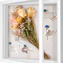 Califortree 11x11 Shadow Box Frame with Linen Back - Sturdy Rustic Memory Display Case of Flower, Pictures, Medals and More, White