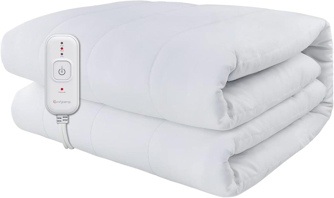 Comfytemp Heated Mattress Pad Mini Twin Size 31" x 55", Single Controller Quilted Electric Mattress Pads with 7- Layer Structure, 3 Heat Settings, 10H Auto-Off, Gifts for Grandma Mom Wife, Washable