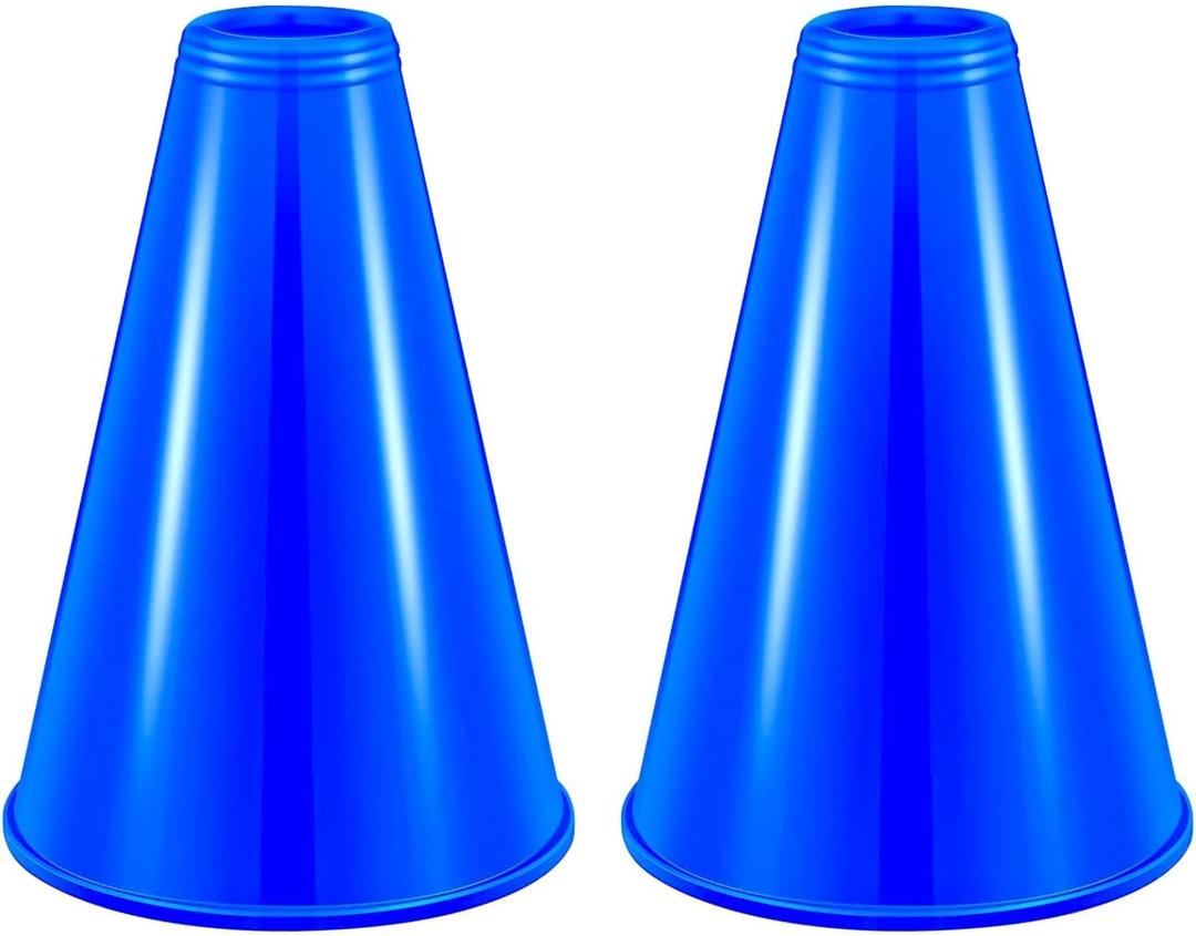 2 Pcs Blue Plastic Cheer Megaphone for DIY Party Accessory for School Outdoor Activities Party Favors Sports Match Game (Blue)