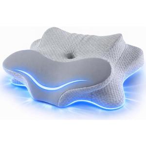 Cervical Neck Pillow - Memory Foam Pillow for Pain Relief Sleeping, Ergonomic Neck Support Contour Pillows for Side Back Stomach Sleepers,Orthopedic Breathable Pillowcase (Gray) (Butterfly)
