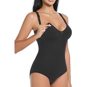 ChouChouter Tummy Control Nursing Bodysuit, Seamless Breastfeeding Body Shaper, Postpartum Sculpting Snatched Waist Bodysuit, Size: M