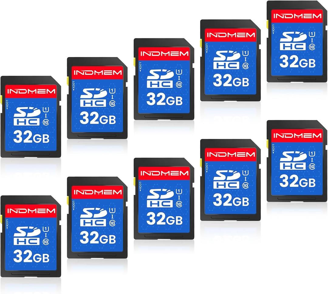 SD Card 32GB, 10-Pack UHS-I Class 10 MLC Flash Memory Card, High-Speed Secure Digital Cards for Cameras, Trail Camera DSLR, Action Cams - Reliable Storage