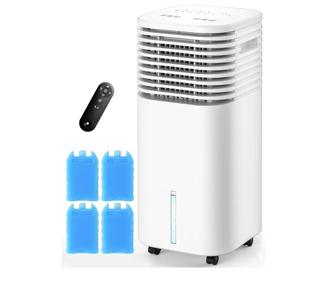4-IN-1 Portable Air Conditioners, Evaporative Air Cooler w/4 Modes & 3 Speeds, 15H Timer for Smart Auto-off, 2-Gal Tank for 20H Cooling,17FT Remote,No Hose Needed,120°Oscillating Swamp Cooler