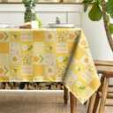 Horaldaily Spring Tablecloth 60×140 Inch Rectangular, Polka Dot Plaid Daisy Tulips Yellow Washable Seasonal Table Cover for Party Picnic Dinner Decor