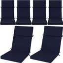 6 Pack Outdoor High Back Chair Cushion, 44 x 20 inches Patio Chair Cushions Waterproof Rocking Cushions Indoor Furniture Seat Pad, Weather Resistant (Navy Blue)