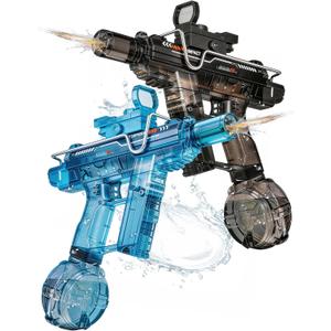 Electric Water Gun 2 Pack,Rechargeable,Automatic SMG Squirt Watergun,Outdoor Toy,Summer Battle Game Childs Gift,Long Range,Super Powerful LED Blaster Electric Water Guns for Adults Kids