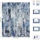 8x10 Area Rugs, Abstract Morden Soft Washable Rug, Non-Slip Low Pile Rugs for Living Room, Bedroom, Dining Room, Home, Office(A-Ocean Blue)