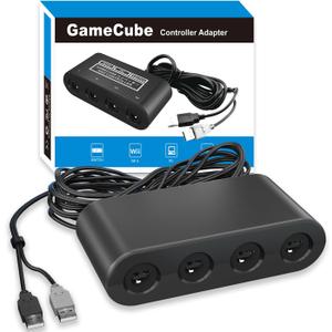 Gamecube Adapter for Nintendo Switch / Wii U / PC and Switch 2 Gamecube Controller Adapter, Super Smash Bros Adapters for NGC Controller, Support Turbo and Vibration Features with 180cm USB Cable