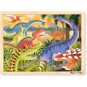 Melissa & Doug Dinosaurs Wooden Jigsaw Puzzle with Storage Tray (24 pcs)