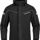 Rain Suit for Men, Packable Waterproof Rain Jacket & Pants, Reflective Raincoat Rain Gear for Outdoor Golf Fishing (Black, L)