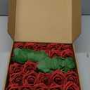 InnoGear Artificial Flowers, 50 Pcs Dark Red Foam Fake Roses Bulk with Stems for Decoration Celebration DIY Wedding Bouquets Centerpieces Bridal Shower Party Christmas Tree