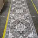 Washable Kitchen Runner Rug - 2x10 Hallway Rug Distressed Mats Non-Slip Soft Room Floor Carpet for Dining Room (Beige/Blue/Grey, 2 x 10)