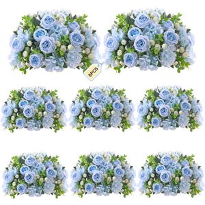 ASTRYAS 8Pcs Artificial Peonies Blue Silk Peonies Faux Flower Bouquet Fake Blue Peonies Artificial Flowers Table Centerpieces for Bridal Wedding Home Party Office Decoration Bulk (8pcs White Peony Mixed)