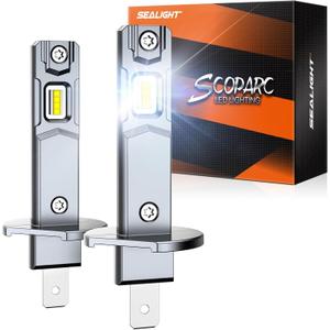 SEALIGHT H1 Fog Bulbs, 50,000LM Super Brighterness 1:1 Mini Size, 6500K Cool White Fog Lights, 3 Minutes Inatallation, Pack of 2