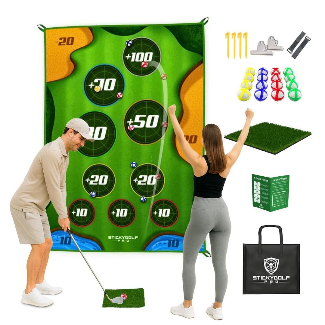Golf Game for Adults Outdoor Indoor - Backyard Chipping Set with Sticky Balls - Family Entertainment Multi-Player Action - Friend and Party Activity - Gift for Golfers