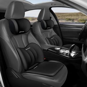 Car Seat Cushion with Neck Pillow & Lumbar Support Kit Back Sciatica Tailbone Pain Relief Car Pillows Ergonomic Memory Foam Back Support for Driving Seat Office Chair Wheelchair Black