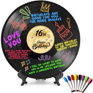 Funny Vinyl Record Guest Book Sweet 16 Party Decorations 16th birthday decorations for girls Sweet Sixteen Party Decor 16th Birthday Gifts 16th Birthday Guest Book Alternative Music Themed Party Decor Gifts