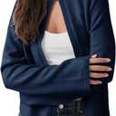 Saodimallsu Womens Lightweight Cardigans Open Front Long Sleeve One Button Casual Crewneck Loose Knit Shrug Sweater (Blue, M)