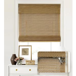 LazBlinds No Tools No Drill Cordless Bamboo Roman Shades, Light Filtering Window Treatment, Roll Up Bamboo Blinds for Windows 36'' W x 64'' H, Acorn