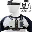 Phone Chest Mount Head Strap Accessories - Vlogging Kit for iPhone, POV Phone Holder Compatible With iPhone 16 Pro Max Plus 15 14 - Hands Free Body Camera Mount for Immersive Fishing Video Recording